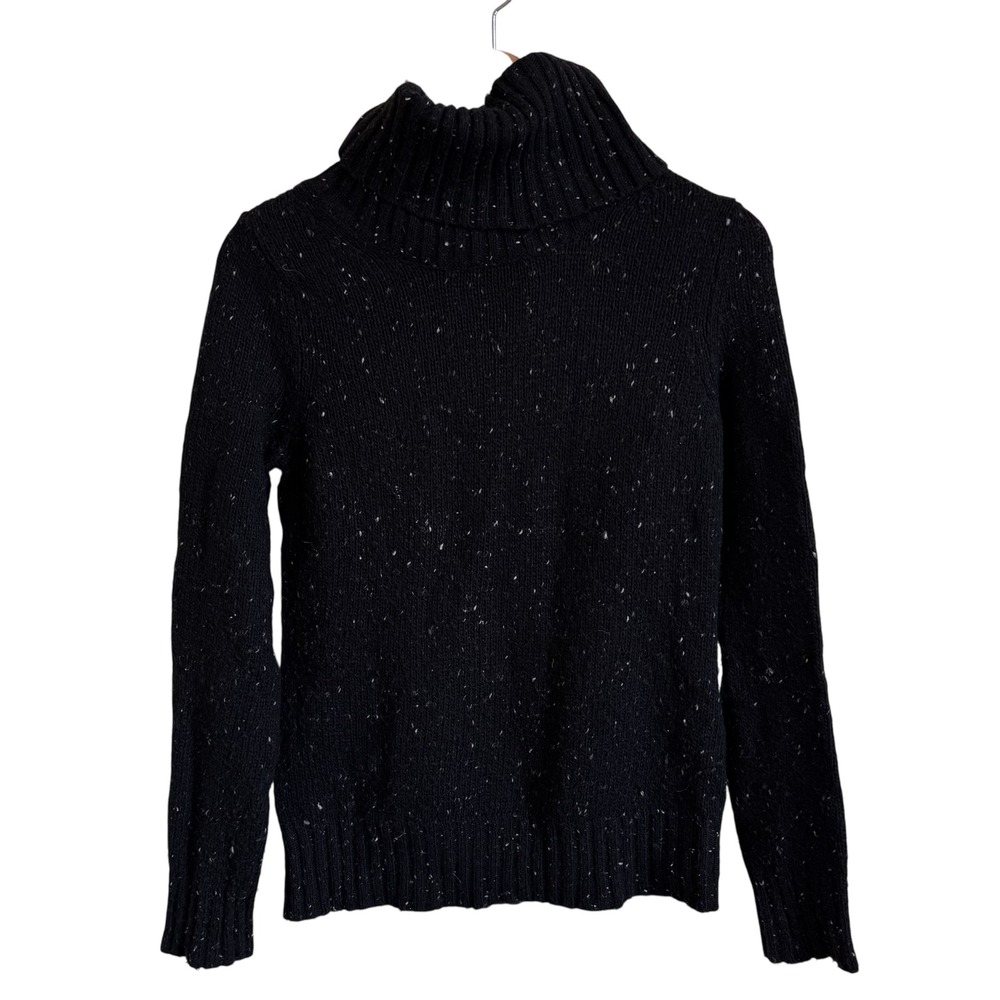Jacob Women's Turtleneck Sweater Black Speckled Knit Wool Blend Small Petite